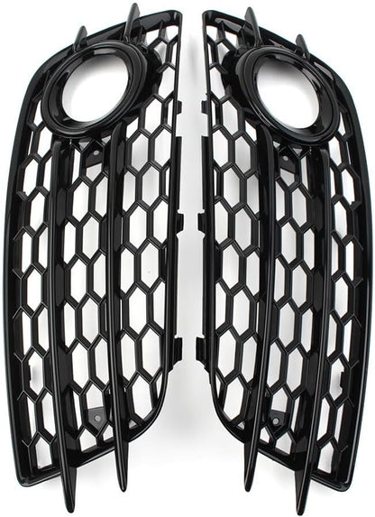 ya 14 9.20 zhengce Pair Honeycomb Front Bumper Fog Light Grille Cover for Audi A4 B8 S4 2008-2-1