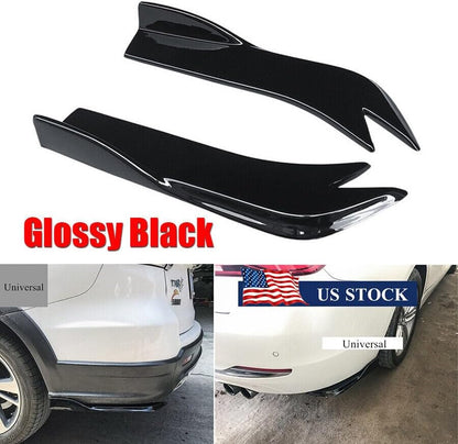 ya 2 8.15 Pair Car Rear Bumper Spoiler Lip Wrap Angle Splitter Protector Kit Glossy Black