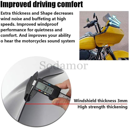 ya 23 10.7 baidi 12.5 Smoke ABS Wave Windshield Windscreen for Harley Road Glide CVO/SE FLTRXSE