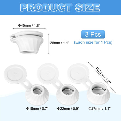 ya 14 9.20 baidi 3 Pcs Bottle Emptying Caps 3 Sizes Shampoo ide Down Bottle Caps, White