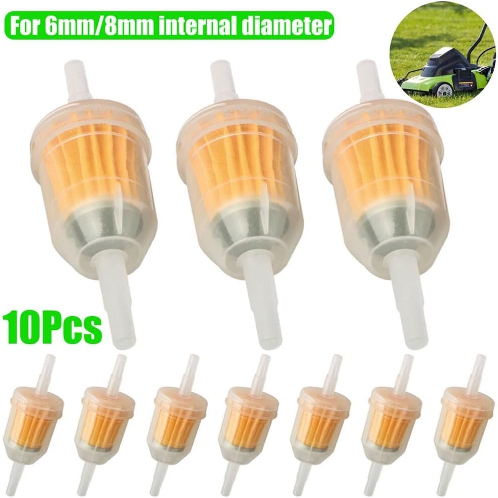ya 26 10.21 baidi 10Pcs 1/4 6mm/8mm Inline Fuel Filter for Small Engine Lawn Garden Mower