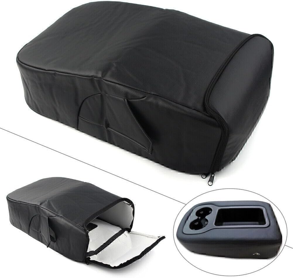 ya 11 9.14 zhengce Black Center Console Lid Cover Leather Fit for Silverado Tahoe Sierra Armre