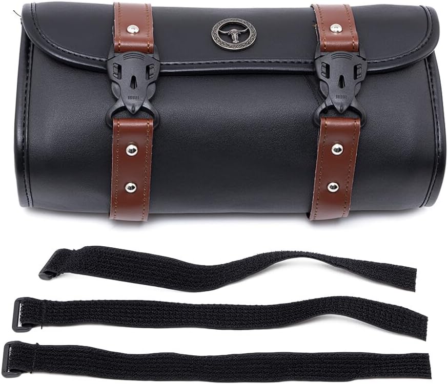 ya 11 9.14 baidiNew Motorcycle PU Leather Handlebar Front Fork Tool Bag Storage Pouch Basket