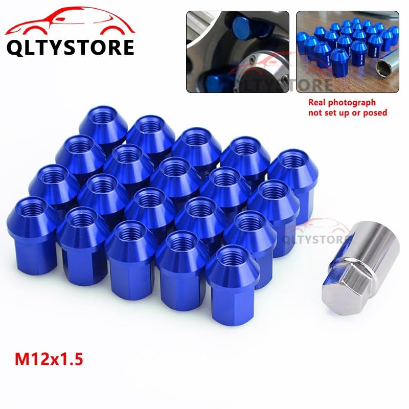 ya 10 9.16 baidi M12x1.5 16Pcs 35mm Close End Lug Nut + 4Pcs Anti Theft Wheel Lock Nut Alumi Blue