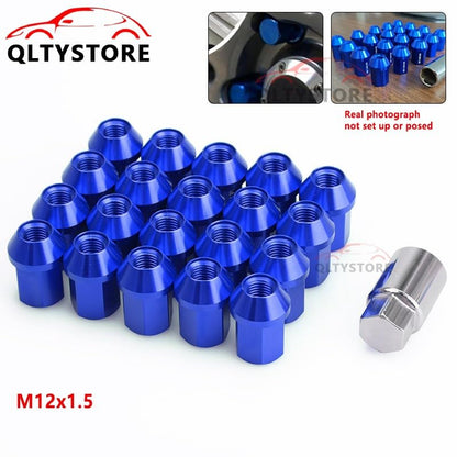 ya 10 9.16 baidi M12x1.5 16Pcs 35mm Close End Lug Nut + 4Pcs Anti Theft Wheel Lock Nut Alumi Blue
