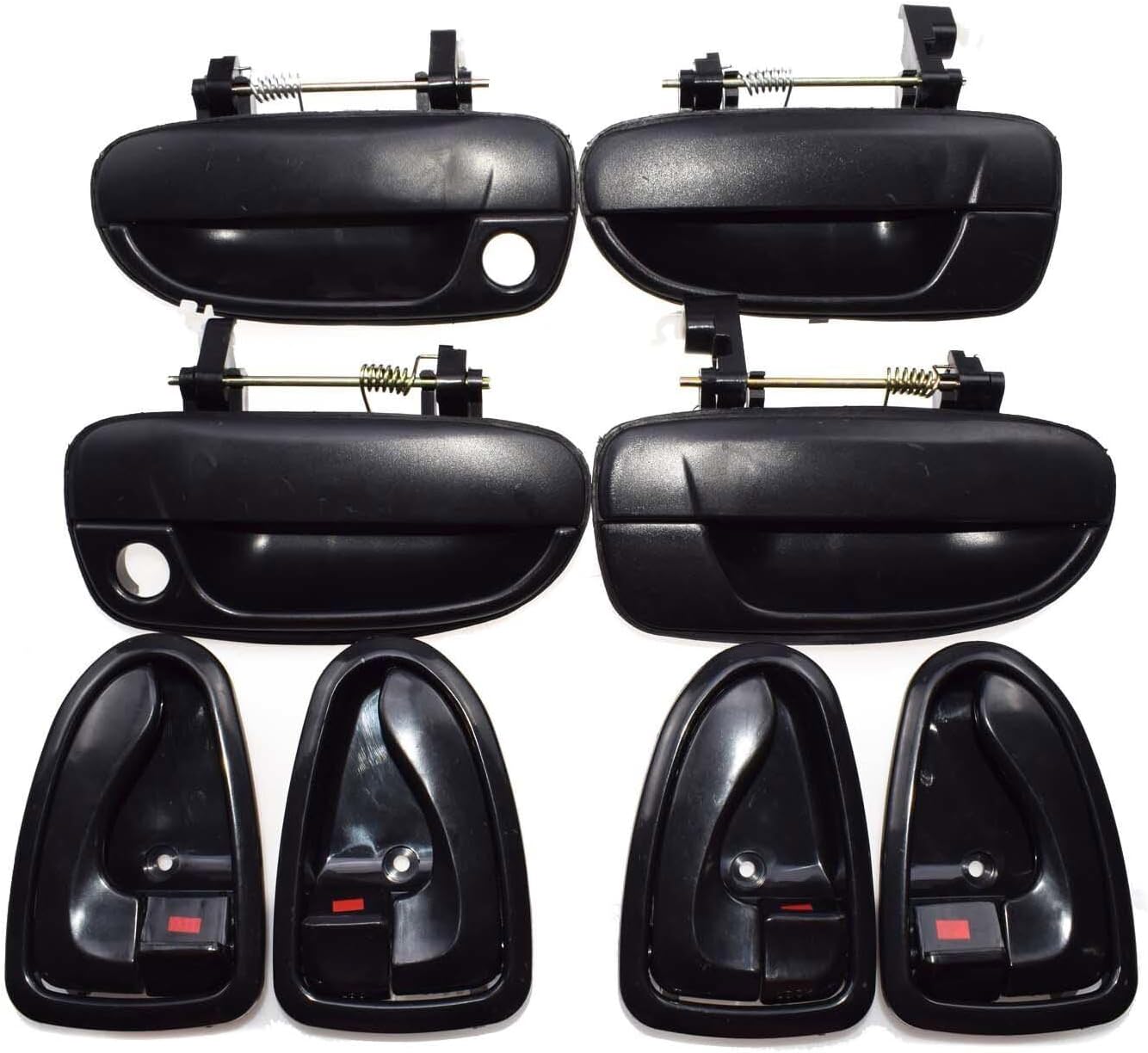 ya 2 8.15 Black Exterior and Interior Door Handle 8 Piece Set for Modern Accent 2000-2006 
