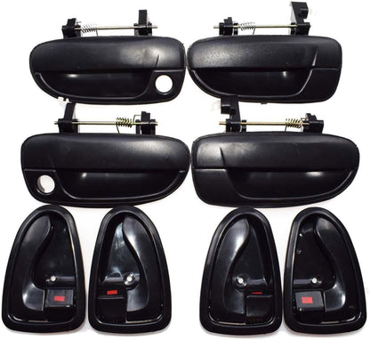 ya 2 8.15 Black Exterior and Interior Door Handle 8 Piece Set for Modern Accent 2000-2006 