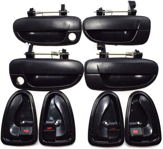 ya 2 8.15 Black Exterior and Interior Door Handle 8 Piece Set for Modern Accent 2000-2006 