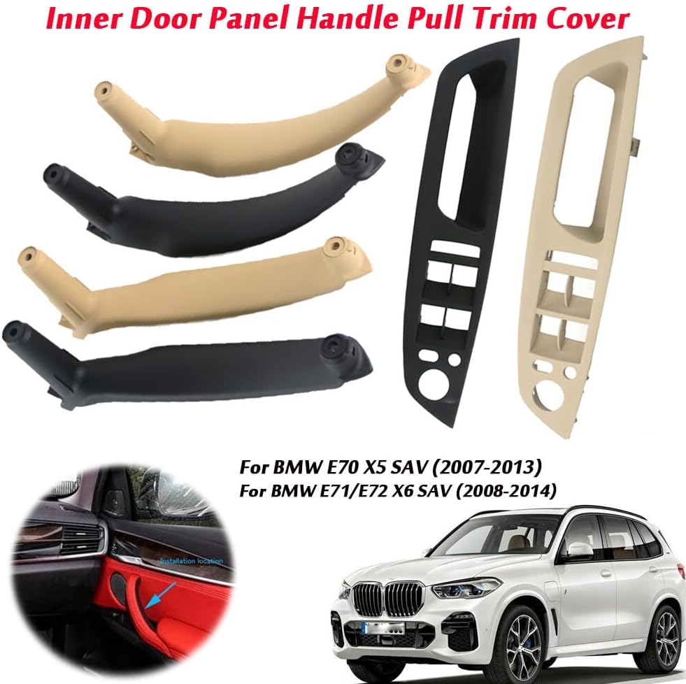 ya 2 8.15 Interior Right/Left Door Handle Panel Pull Cover Black Beige for BMW X5 X6 E70