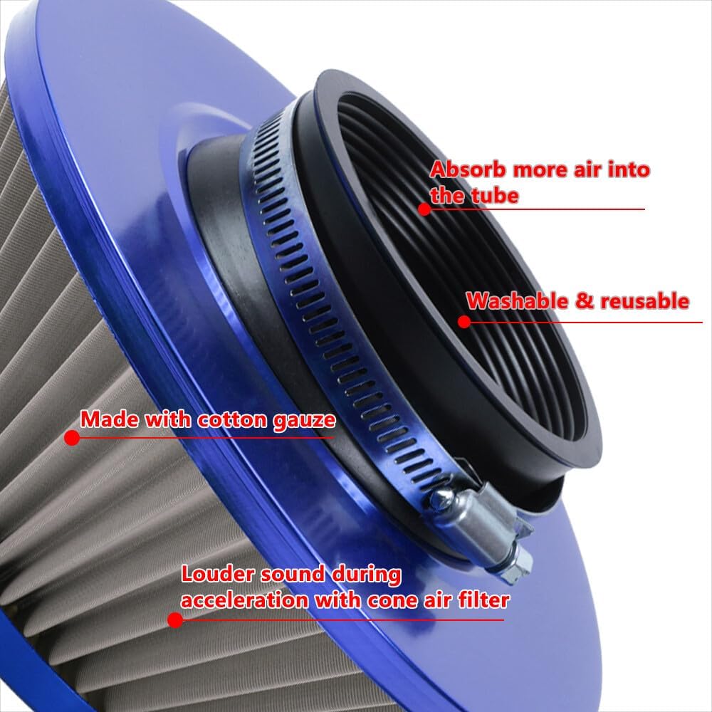 ya 13 9.15 baidi 3 inch 76mm Blue Inlet Cold Air Intake Air Filter Mushroom Head