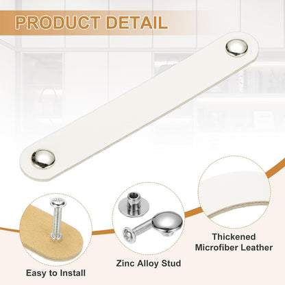 ya 26 10.21 baidi 4 Pcs Leather Drawer Pull Double Hole Leather Handle with Screws White