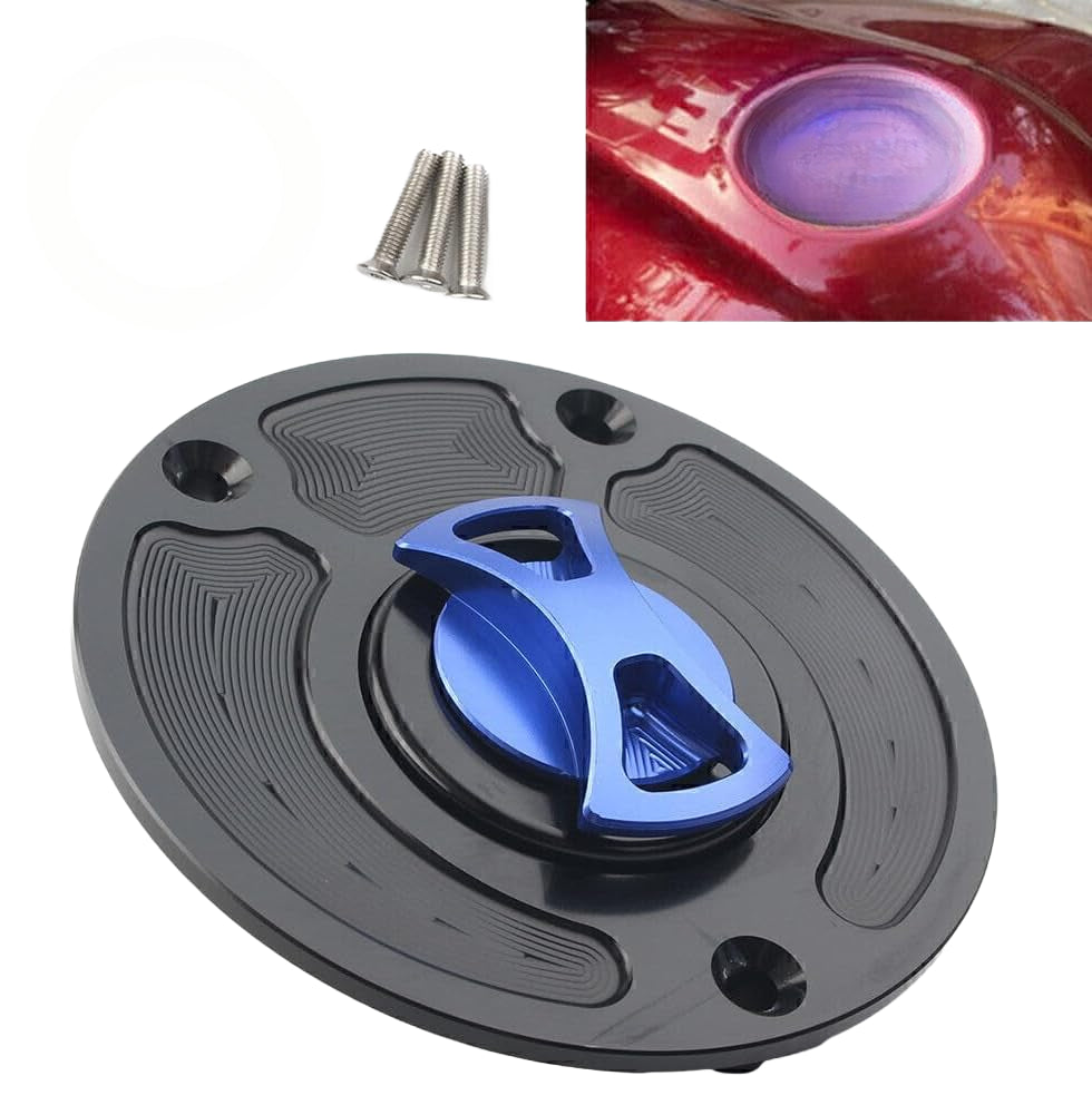 ya 9 10.24 1x Motorbike Fuel Gas Tank Cap Cover Keyless Fit for Kawasaki ZX10R ZX9R Blue