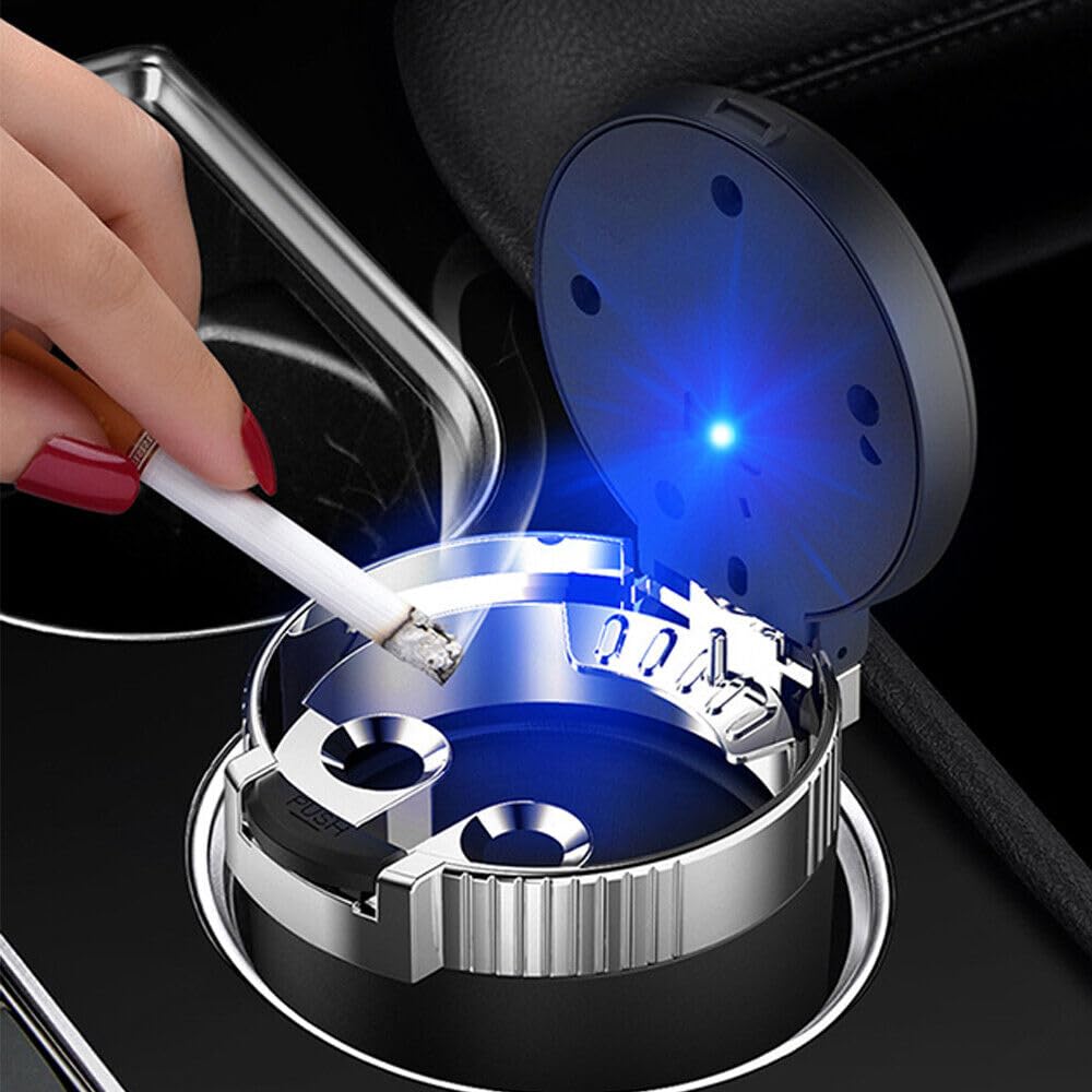 ya 6 8.24 baidi Portable Car Ashtray Cigarette Lighter W/Blue LED Light for Car Cup Holder
