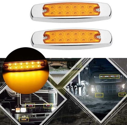 ya 4 8.8 2x 12LED Sealed Side Marker Clearance Lights Fish Shape Trailer Lights Yellow Amber 