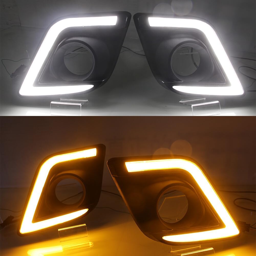 ya 13 9.15 baidi Front Fog Lamps Daytime Running Lights w Turn Signal For for Toyota Hilux 2015-2017