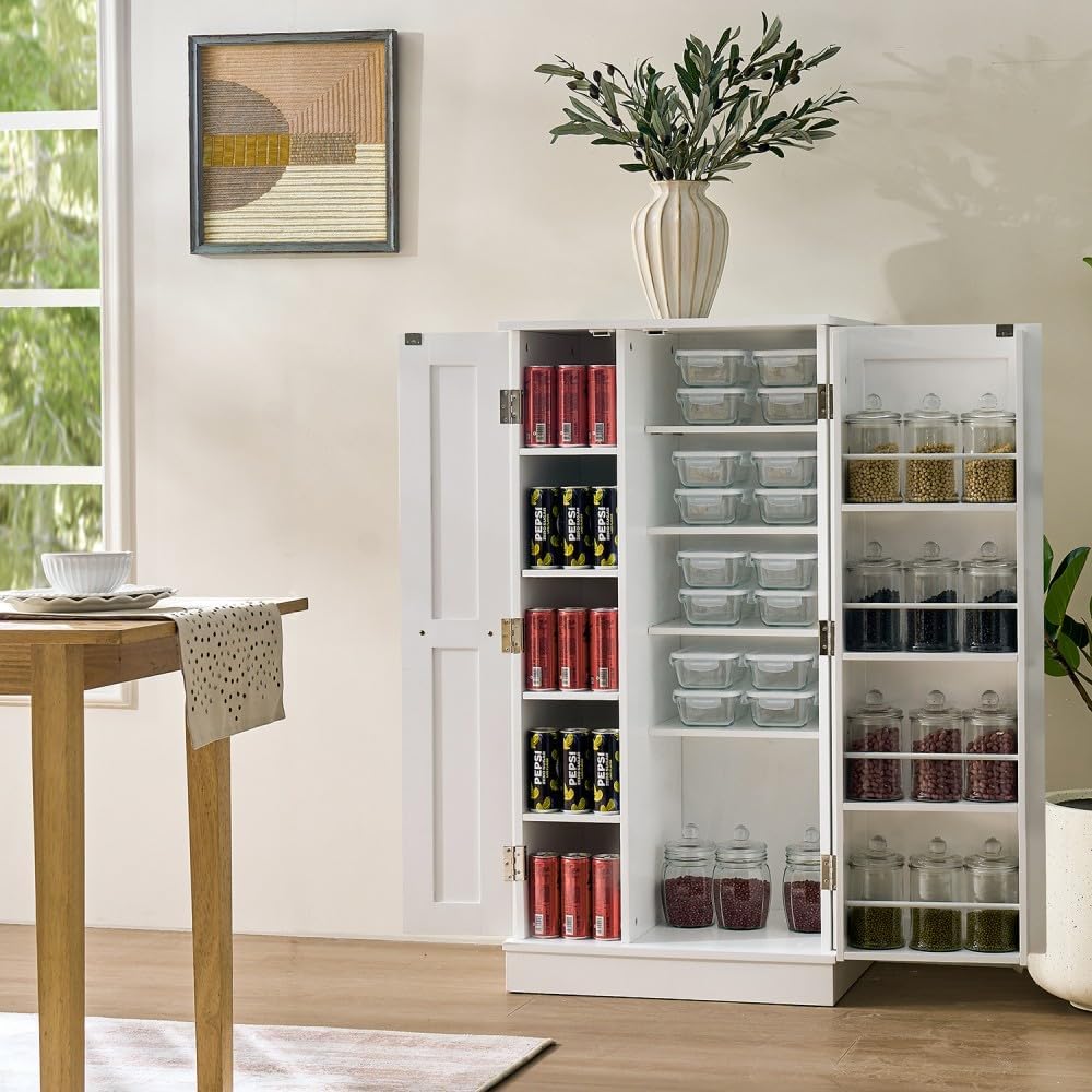 ya 28 10.13 baidi Freestanding Kitchen Pantry Cabinet White - Small Storage for Kitchen