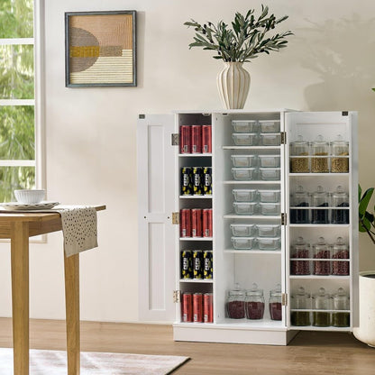 ya 28 10.13 baidi Freestanding Kitchen Pantry Cabinet White - Small Storage for Kitchen