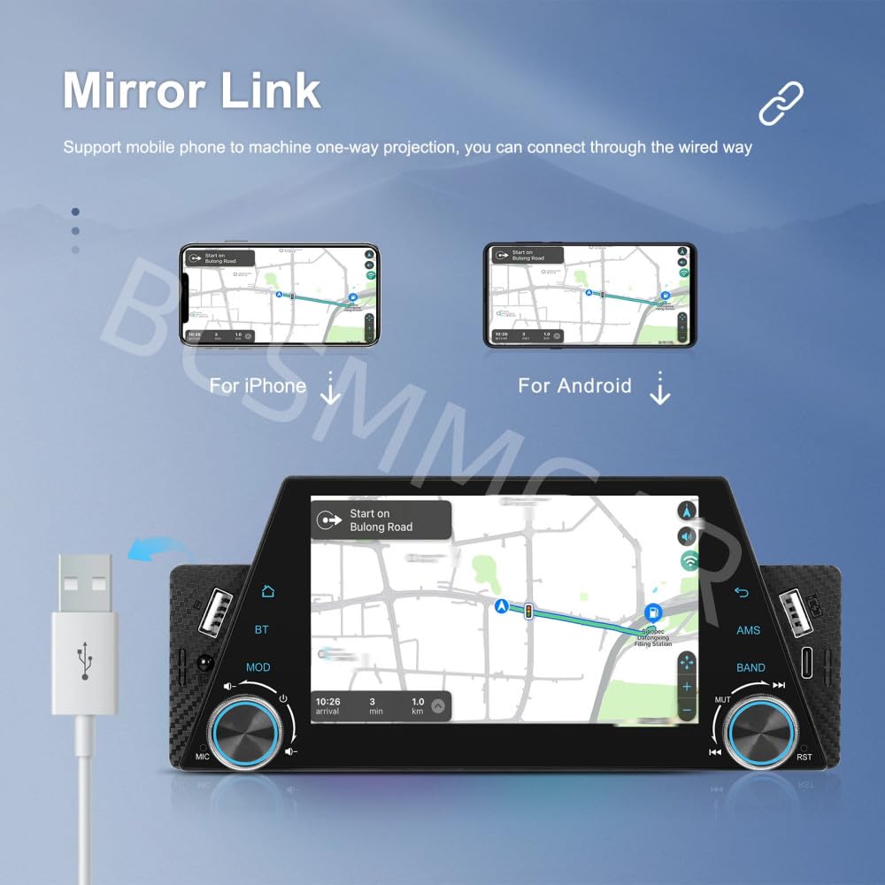 ya 6 8.24 baidi for Apple CarPlay 5in 1Din Car Stereo Radio Android Auto Touch Screen W/Camera