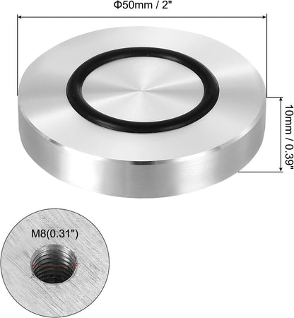 ya 26 10.21 baidi M8 50mm / 2 Dia 10mm Aluminum Disc Glass Top Adapter with Rubber Ring 4pcs