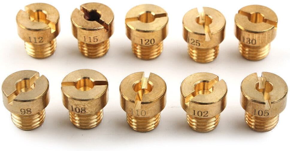 ya 2 8.15 10Pcs Carburetor Main Jet For Dellorto PHBG SHA 5mm #98-110 112 115 120 125 130