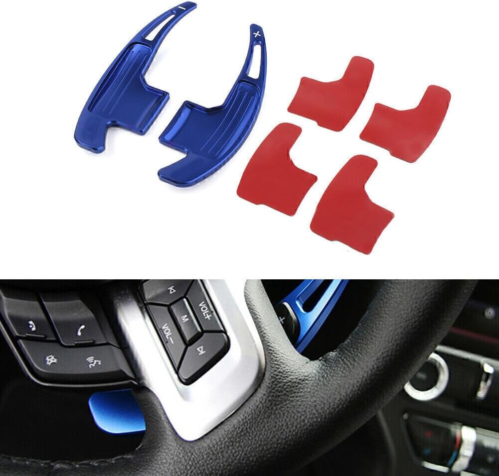 ya 4 8.14 Steering Wheel Shift Paddle Shifter Extension Trim Fit for Ford for Mustang 2015-21 Blue