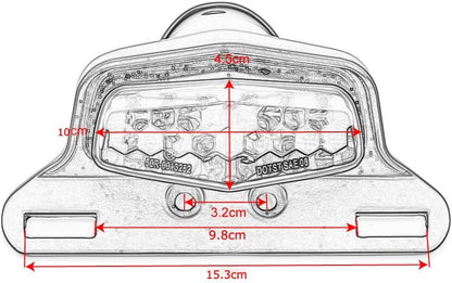 ya 4 8.14 Universal Motorcycle LED Tail Light Brake Signal Integrated License Plate Light 