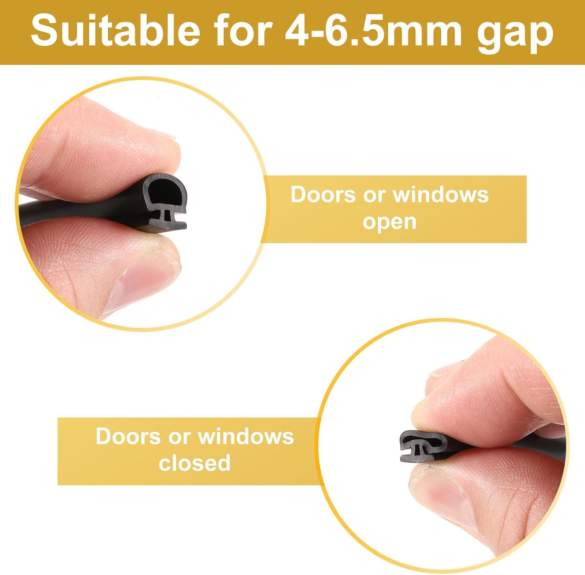 ya 26 10.21 baidi Weather Stripping Door Seal, 5/16 Wide Bulb Bubble TPE for 0.3 Slot 10m, Black
