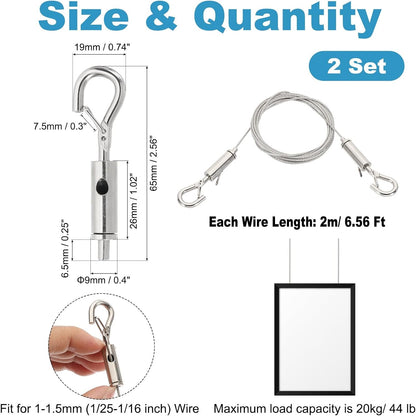 ya 26 10.21 baidi 2 Pcs 2m x 1.5mm Heavy Duty Adjustable Picture Hanging Wire Kit