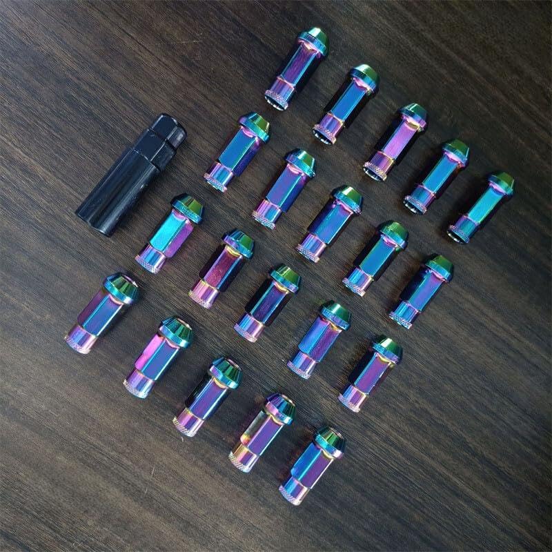 ya 10 9.16 baidi 20pcs M12x1.5 Lug Nuts 48mm Steel Open End Wheel Nuts Bolts w/Socket Colorful