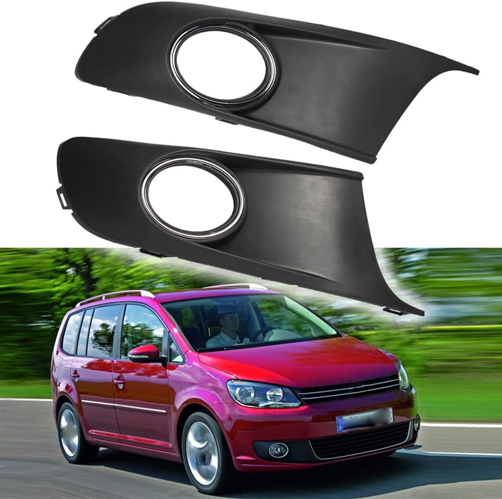 ya 14 9.20 zhengce for VW TOURAN 2010-2013 FRONT BUMPER FOG LIGHT GRILLES COVER BLACK LEFT + R-1