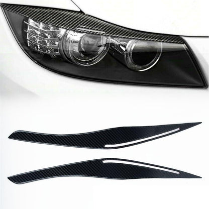 ya 4 8.14 New Carbon Fiber Headlight Eyelid Eyebrow Cover for BMW E90 E91 328i 335i 09~12