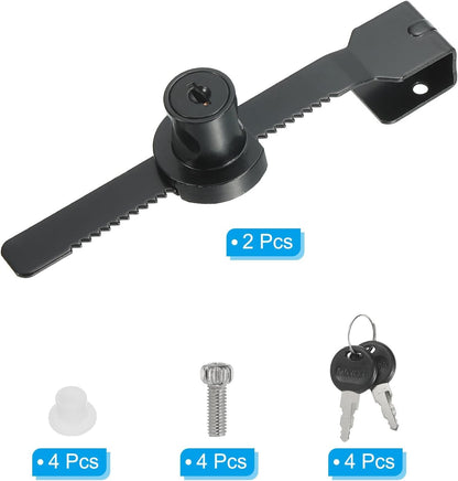 ya 26 10.21 baidi 2Pcs Glass Cabinet Lock, Keyed Different Single Swing Showcase Lock, Black