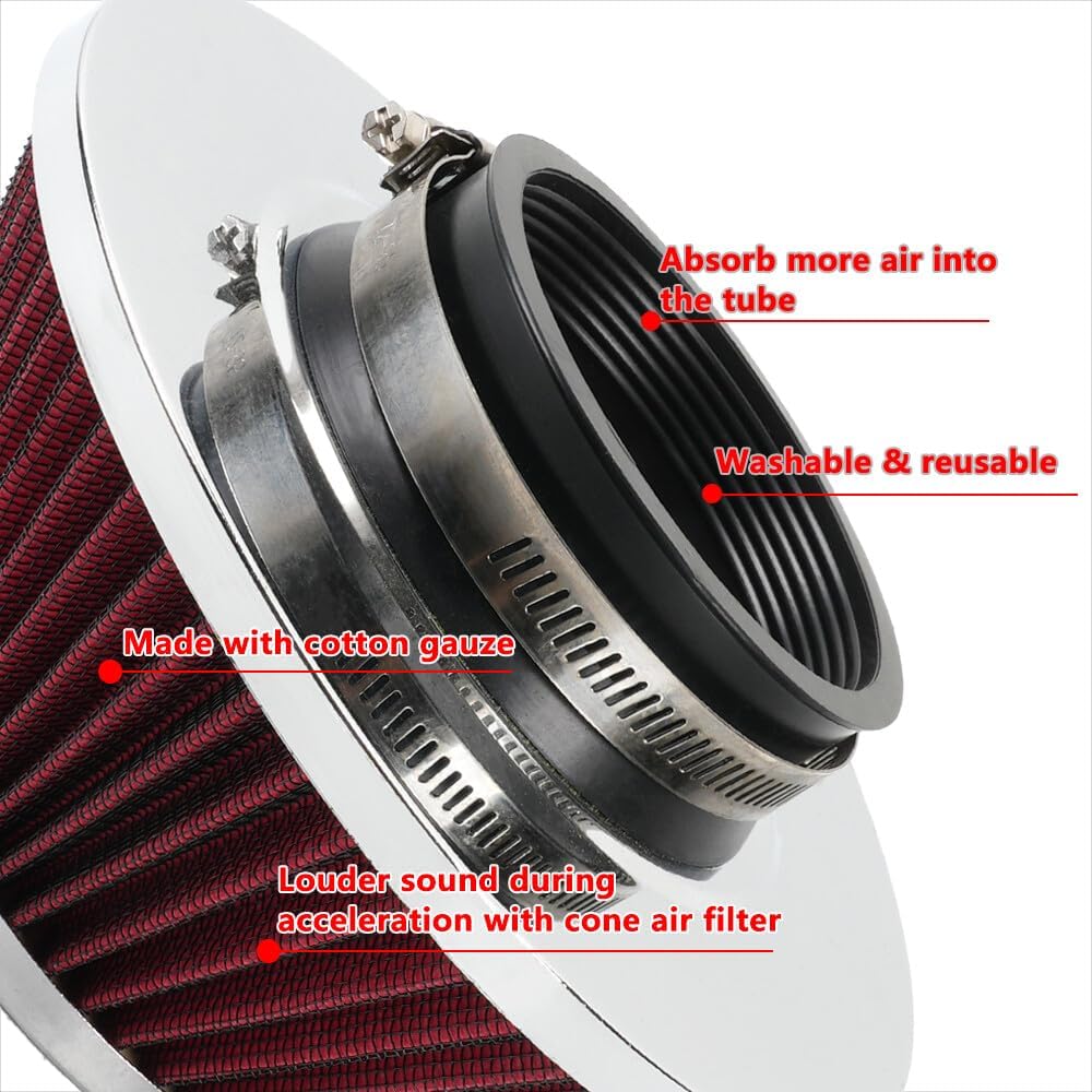 ya 13 9.15 baidi 3 inch 76mm Red Inlet Cold Air Intake Air Filter Mushroom Head