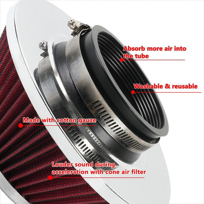 ya 13 9.15 baidi 3 inch 76mm Red Inlet Cold Air Intake Air Filter Mushroom Head