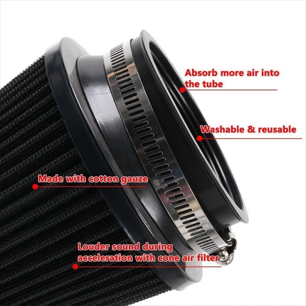 ya 13 9.15 baidi 3IN 76mm High Flow Inlet Dry Air Filter Cold Air Intake Cone Replacement Black