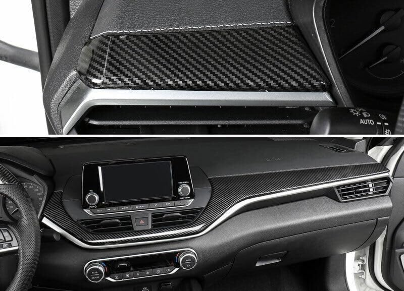 ya 5 8.24 baidi ABS Carbon Center Console Dash Strip Trim 2X for Nissan for Altima Teana 2019-2023