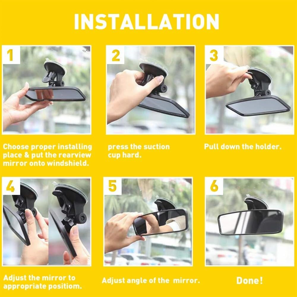 ya 7 8.24 baidi Wide Rearview Mirror Glass Suction Cup Rod Interior Truck car Universal