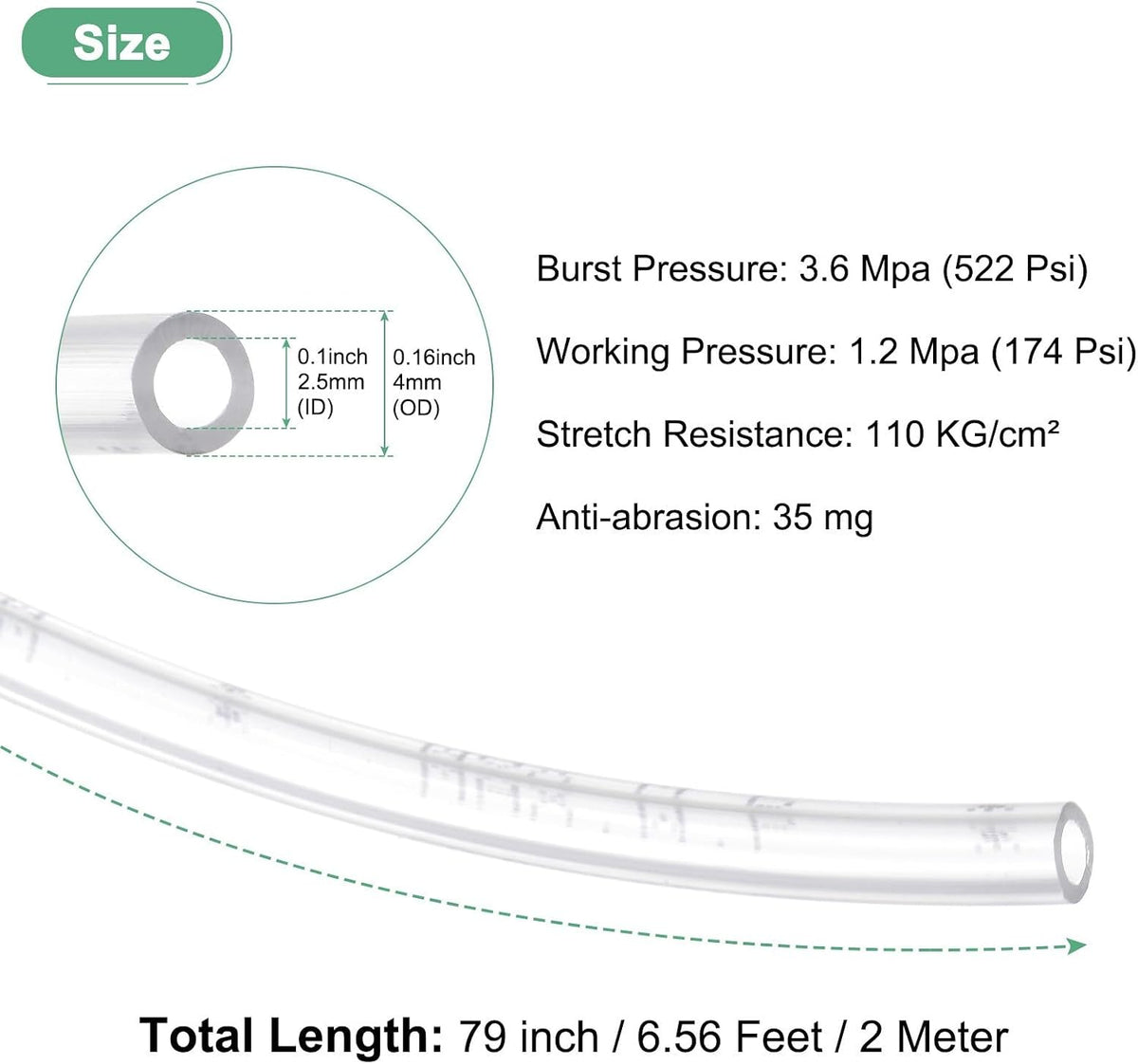 ya 14 9.20 baidi 2Meter Pneumatic Tubing Pipe 2.5x4mm PU Polyurethane Air Compressor Hose Clear-1