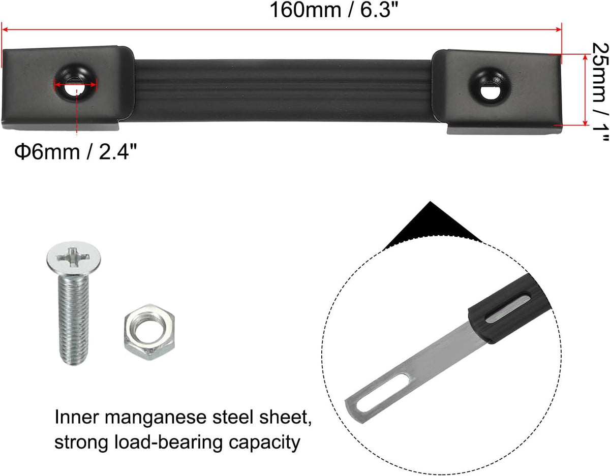 ya 26 10.21 baidi 6.3 Inch Rubber Handle Strap Replacement with Metal End Caps, Black