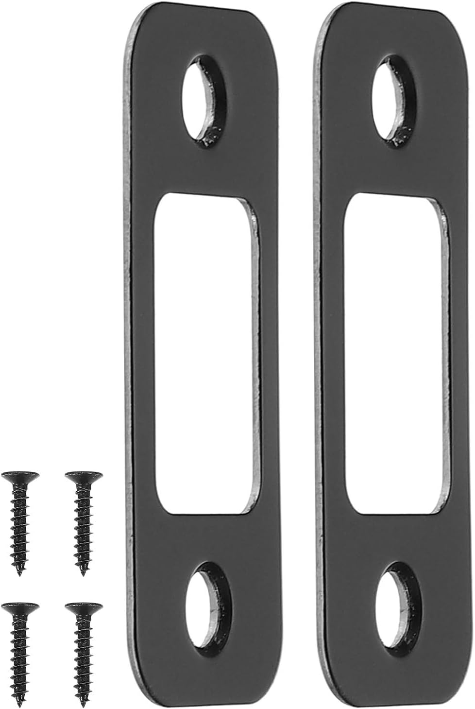 ya 26 10.21 baidi 2Pcs Deadbolt Strike Plate 2-1/4 x 1, Round Corner Door Backplate, Black