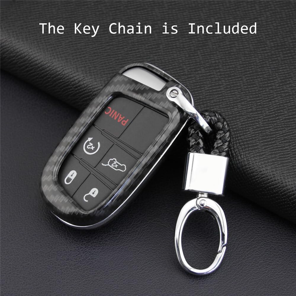 ya 4 8.14 Carbon Fiber Look Car Key Case Cover Holder for Jeep for Dodge for Chrysler Accessories