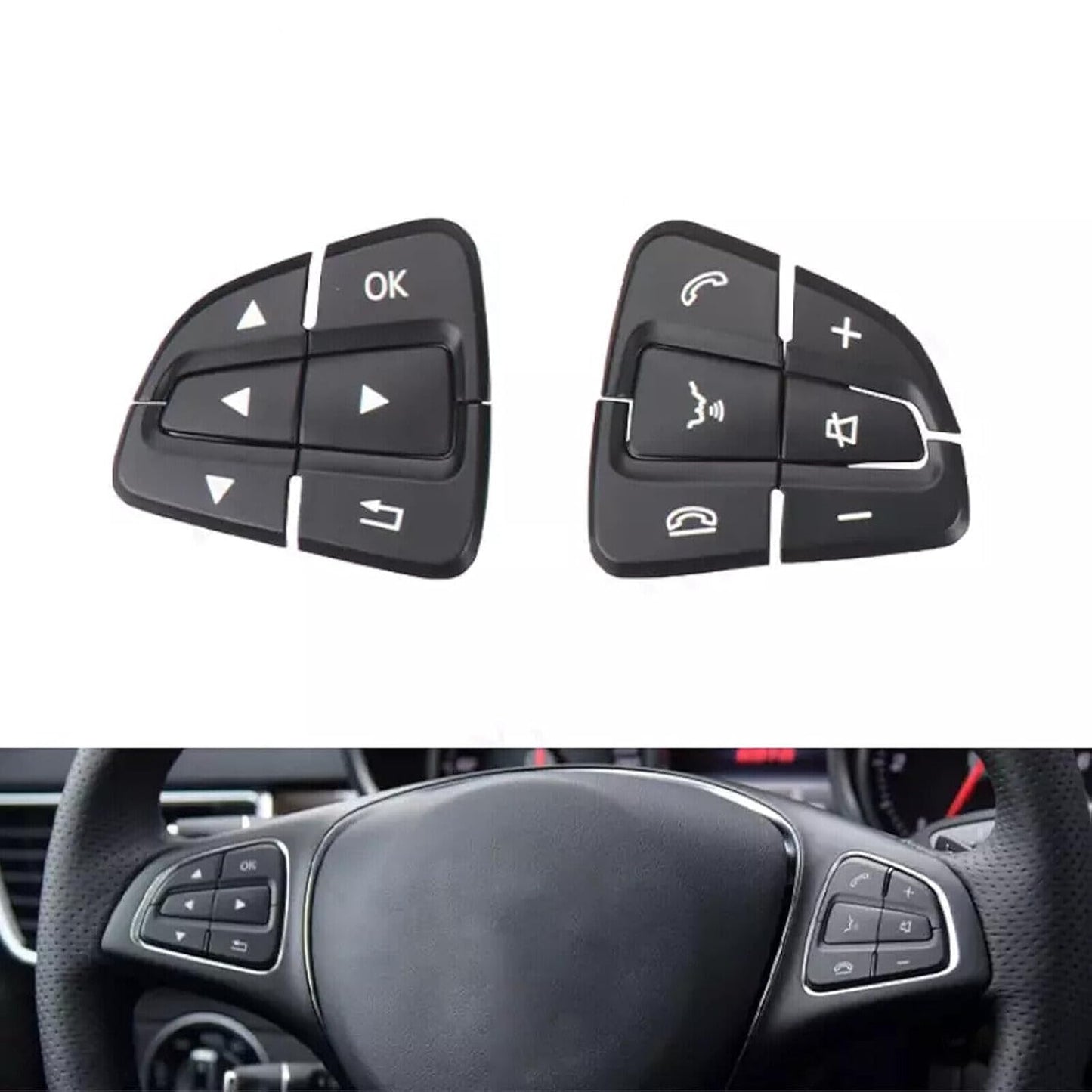 ya 4 8.8 Pair of L&R Steering Wheel Switch Button Covers Black for Mercedes W292 W176 W166. 
