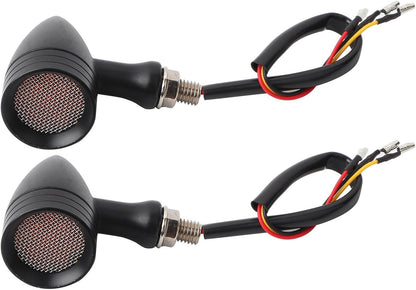 ya 11 9.14 zhengce Hot Motorcycle Retro Grid LED Turn Signal Brake Light Metal Shell Blinker