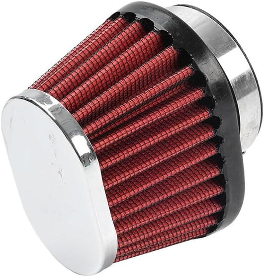 ya 5 8.10 55MM 2.17 Motorcycle Oval Air Intake Filter Cleaner Pod Washable Reusable Red
