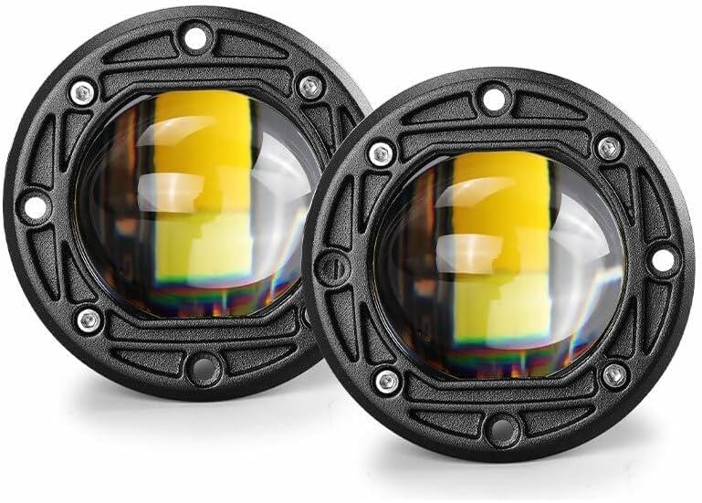 ya 9 10.24 2x 3 Flush Mount LED Work Light Bar Pods Spot Driving Fog Offroad Yellow+White