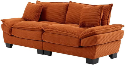 ya 28 10.13 baidi Corduroy Sofa Sleeper Loveseat Orange - Comfy Upholstered Deep Seat w/Pillo