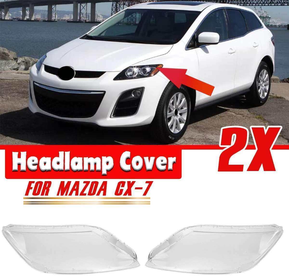 ya 4 8.10 Pair Clear Headlight Glass Headlight Cover For 2007-2012 for Mazda CX-7