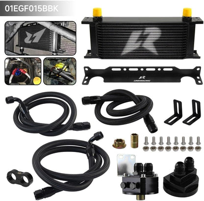 ya 12 10.8 baidi LR 15 Row AN10 Oil cooler w/Bracket + Filter Relocation Adapter Hose Kit Black