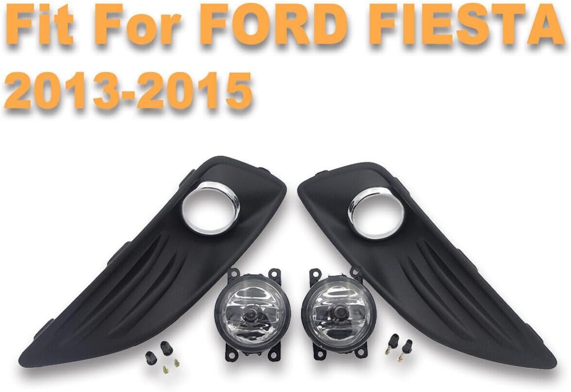 ya 7 8.24 baidi LH&R Clear Lens Driving Fog Lamps Lights W/Covers Fit for Ford Fiesta 2013-2015