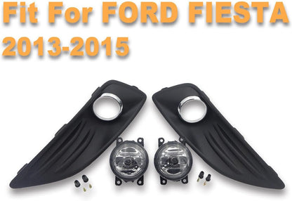 ya 7 8.24 baidi LH&R Clear Lens Driving Fog Lamps Lights W/Covers Fit for Ford Fiesta 2013-2015